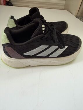 adidas Black Sneakers with White Stripes and Mint Heel